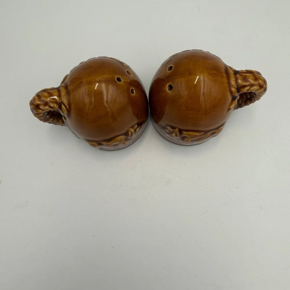 Vintage Kansas The Sunflower State Salt and Pepper Shakers Brown Ceramic Set